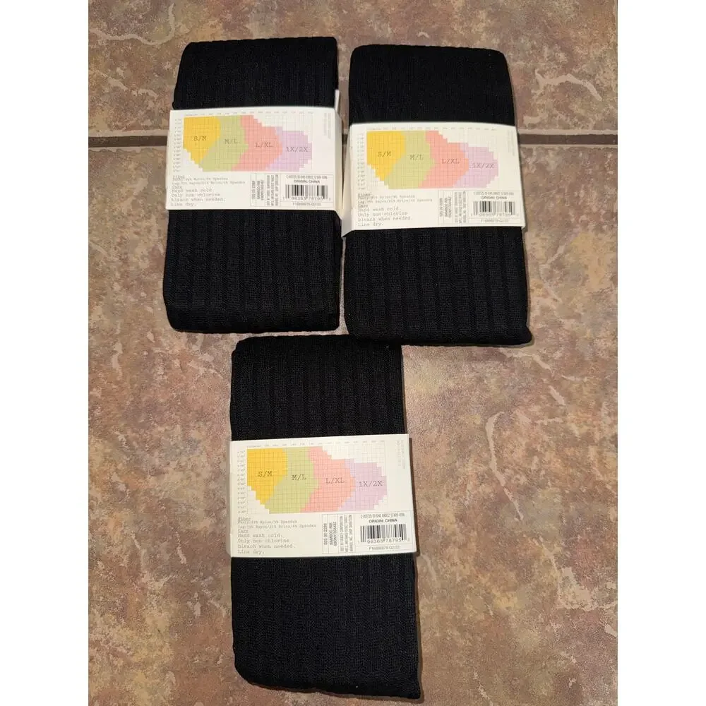 [Lot of 3] A New Day Ribbed Black Sweater Tights 1X/2X Cozy Winterwear